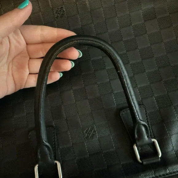 Louis Vuitton Matte Black Damier Porte Documents Jour Leather Satchel - Picture 3 of 15